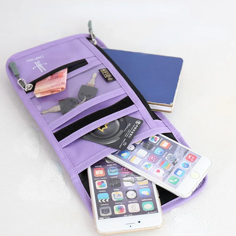 Travel Documents, Passport, Flight Ticket Storage Bag, Multi-functional Anti theft Portable Crossbody Wallet, Mobile Phone Bag