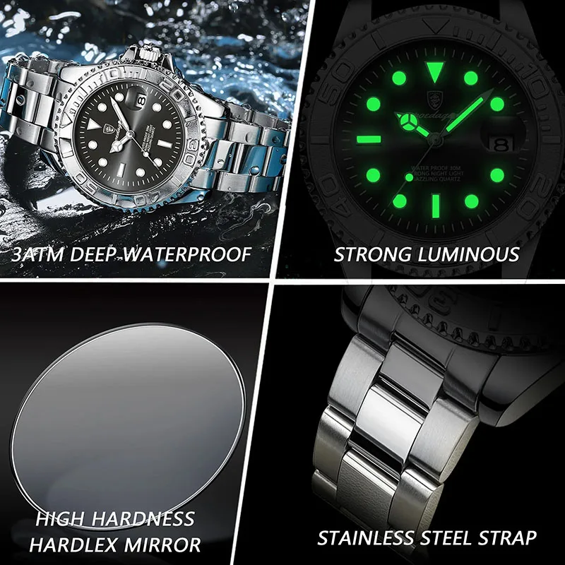 Creative Style Sports Watches Men Top Brand Waterproof Calendar Military Watch For Man Luxury Stainless Steel Business Clock New