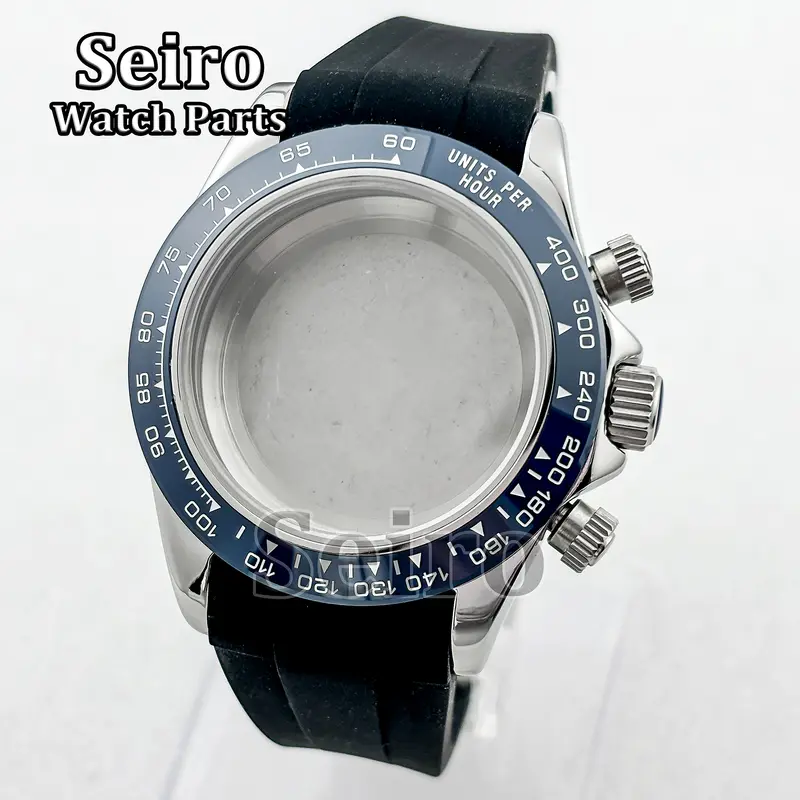 39MM Sapphire Glass Watch Case Rubber Strap Rose gold Silver Watch Accessories Parts for Daytona VK63 Movement Men 29.5MM Dial - Image 6