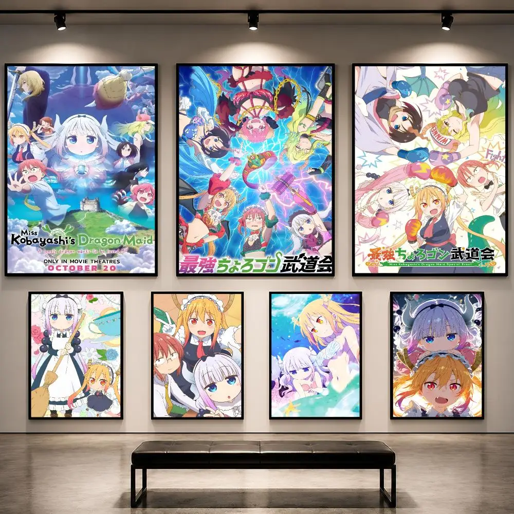 Anime Miss Kobayashis Dragon Maid  Poster Removable PP Decorative Poster Water-Resistant Print Apartment Dorm Office Cafe Gift