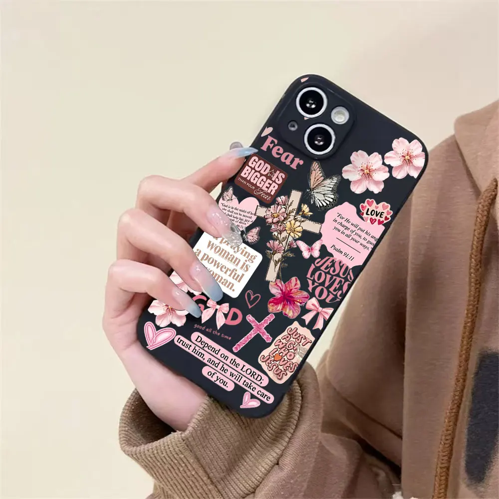 For iPhone 17 16 15 14 13 12 11 Pro Xs Max Air 16e 17e 7 8 6 6s Plus Mini XR SE2020 2022 New Pink Print Soft Silicone Phone Case view 5