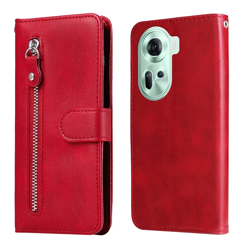 Reiß verschluss Leder Brieftasche Fall für Oppo Reno 10 11 Pro plus 8 Lite 8t 8z a17 a18 a36 a38 a58