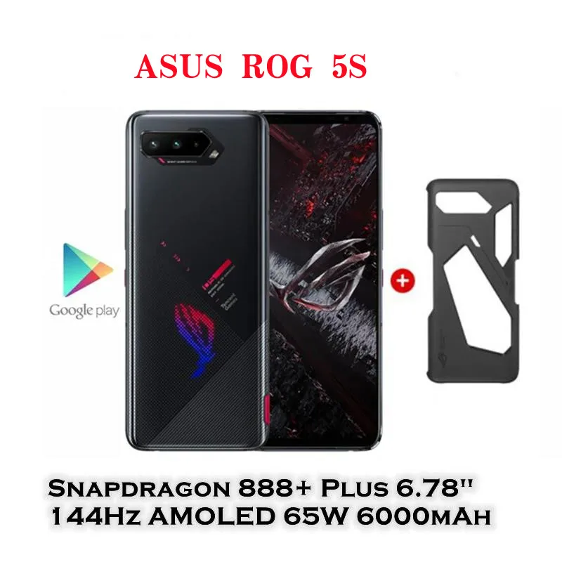 ASUS-ROG Telefone para jogos, ROM global, 5G, Snapdragon 888 + Plus, 6,78 '', AMOLED 144Hz, 65W, 6000mAh, NFC, 64MP