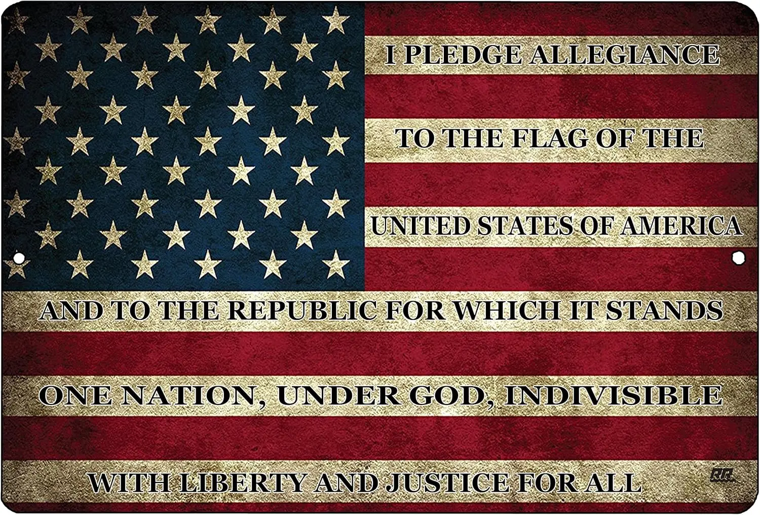 Rogue River Tactical USA American Flag Metal Tin Sign, ch, Wall Decor Man Cave Bar US Pledge of Allegiance