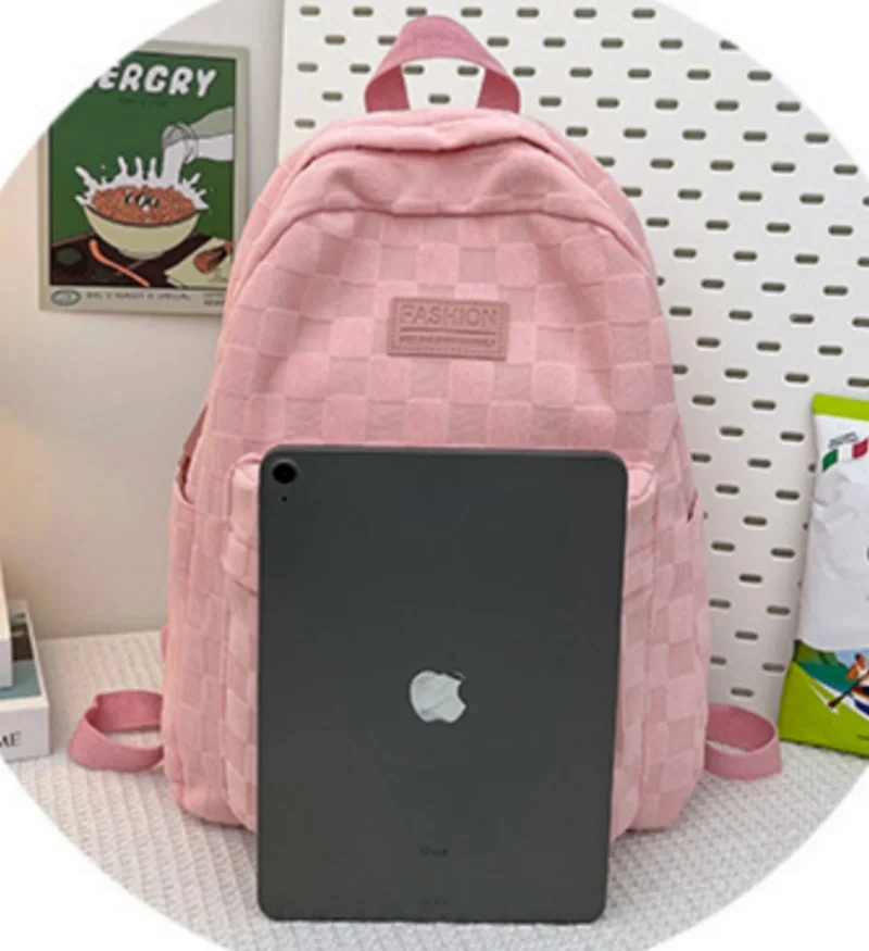 Mochila de alta capacidad para estudiantes de secundaria, bolso informal con nombre personalizado para hombre y mujer, Color sólido Simple, nuevo