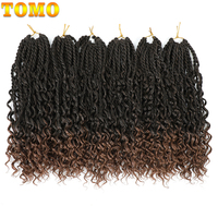 TOMO Senegalese Twist Crochet Hair Curly Ends Synthetic Crochet Braids for Women Ombre Pre-looped Braiding Hair Extensions
