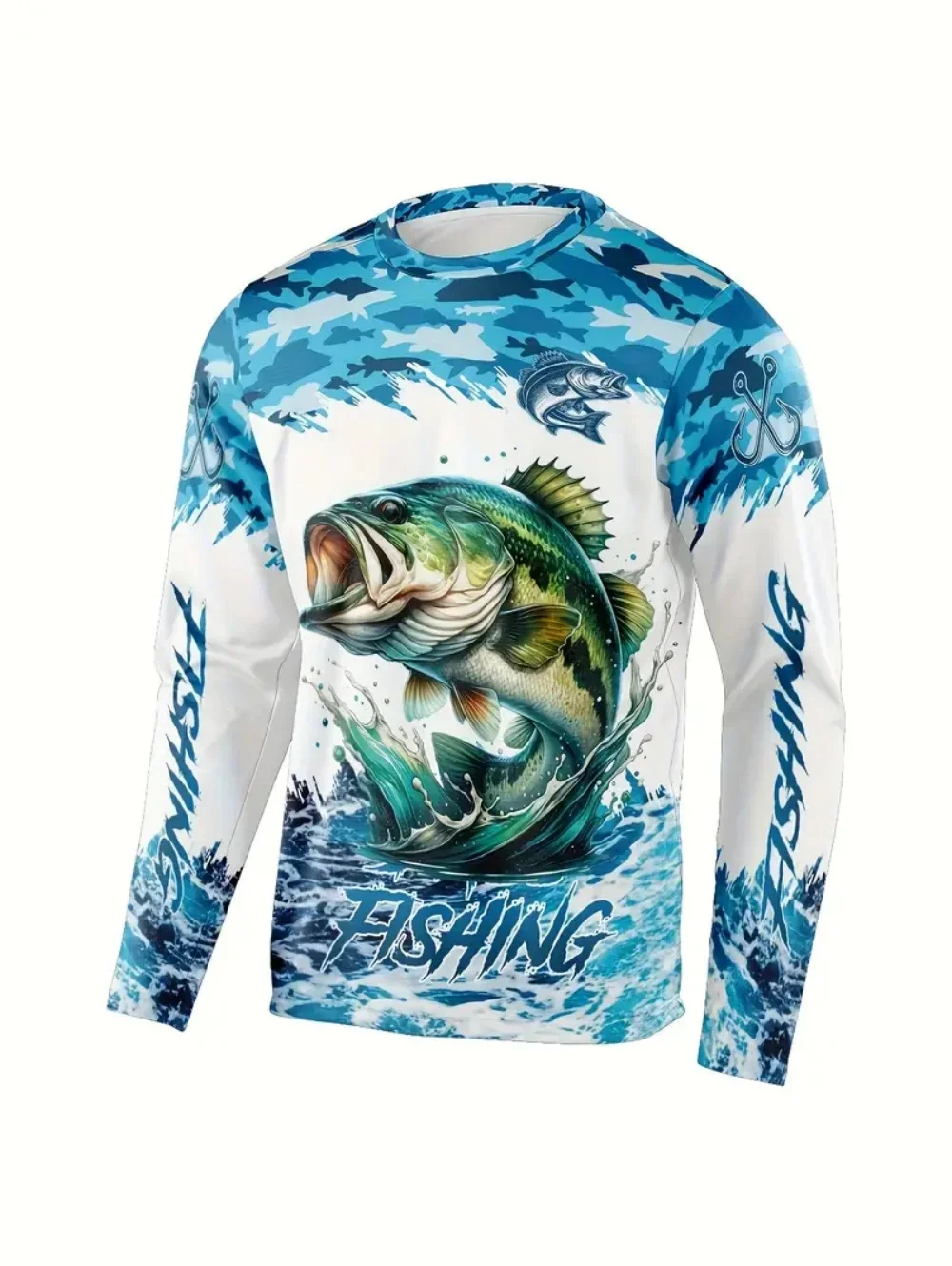 Fishing Shirts Men's T-Shirts Summer Unisex Print Plus-Size Quick Drying Fishing Shirt Youth Outdoor Fishing Long Sleeve T-Shirt