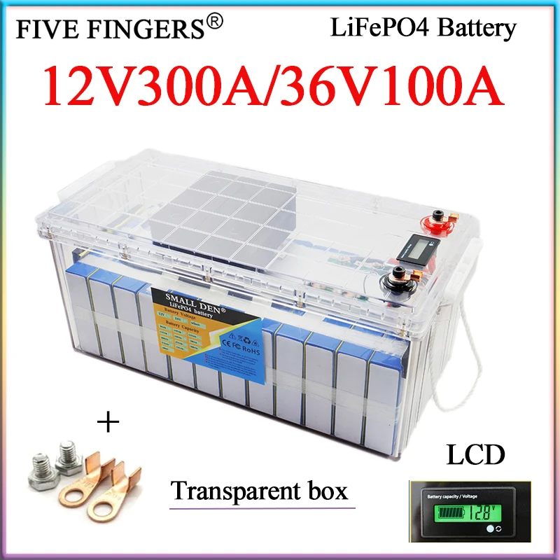 

12V 300Ah 36V 100Ah LiFePO4 Battery Pack High Power For E-vehicle Boat Off road Car Golf cart Inverter Solar storage Backup Cell