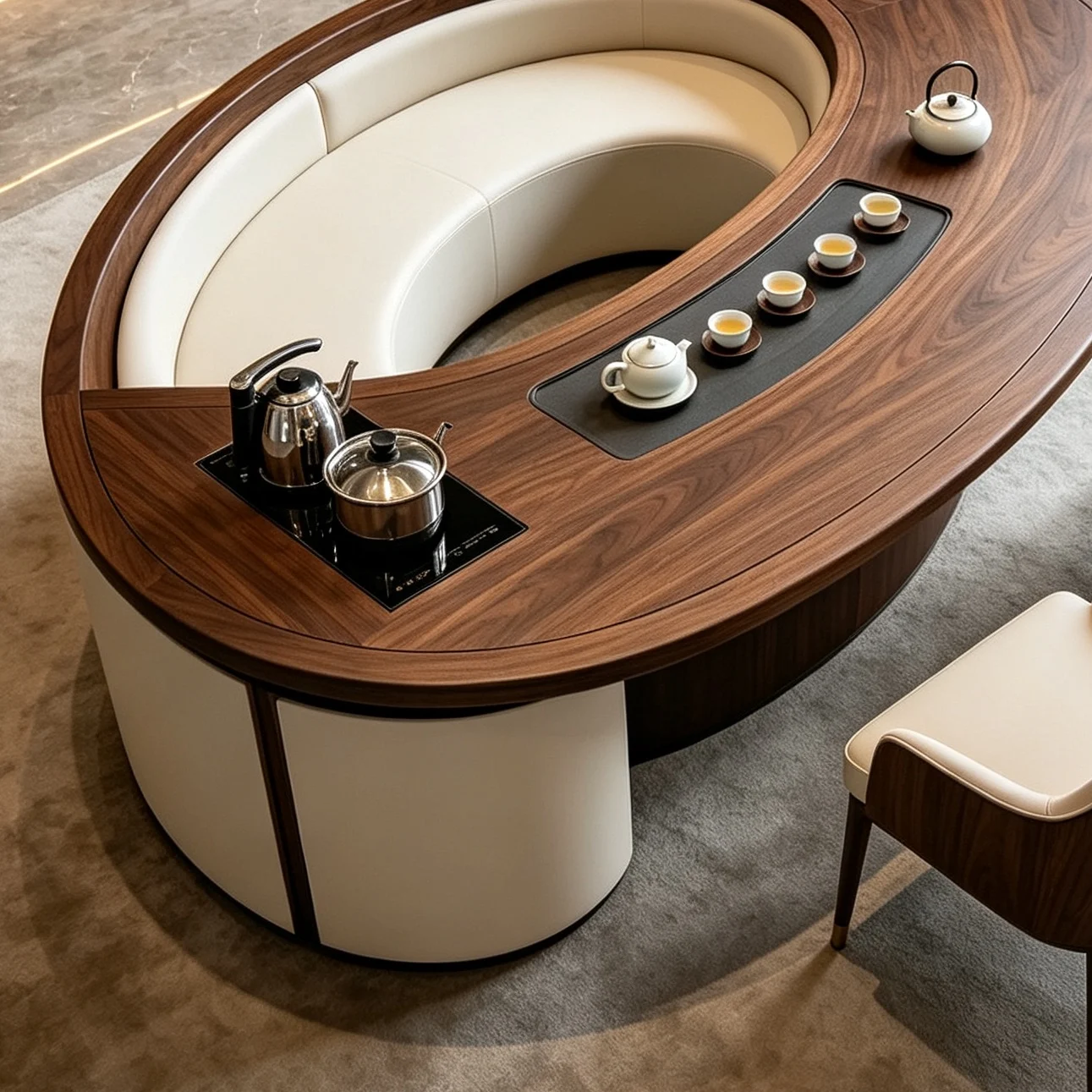 Black walnut solid wood tea table creative high-end clubhouse reception tea table