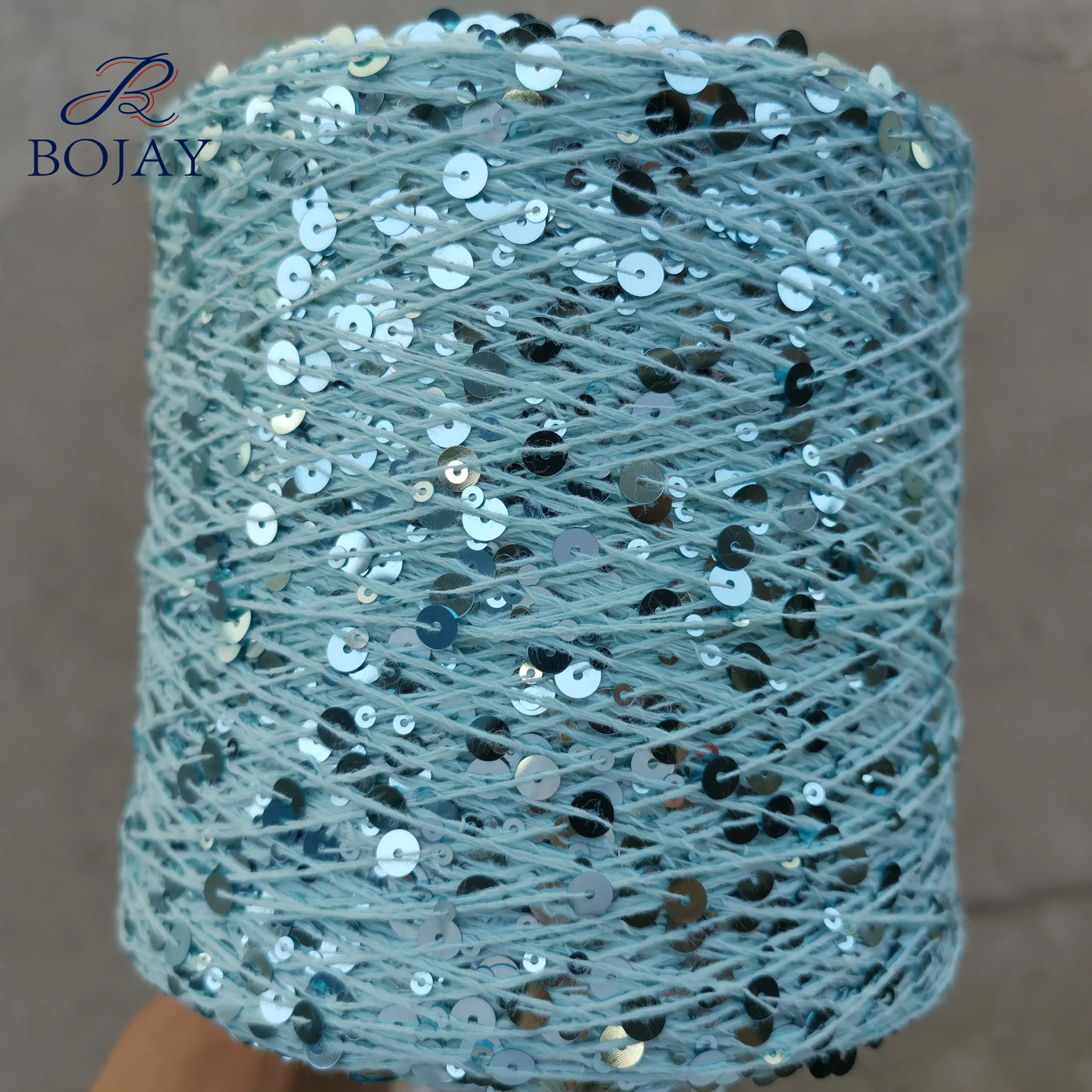 Bojay Colorful 3MM+6MM sequin yarn, 100% cotton fancy yarn for hand knitting and crochet