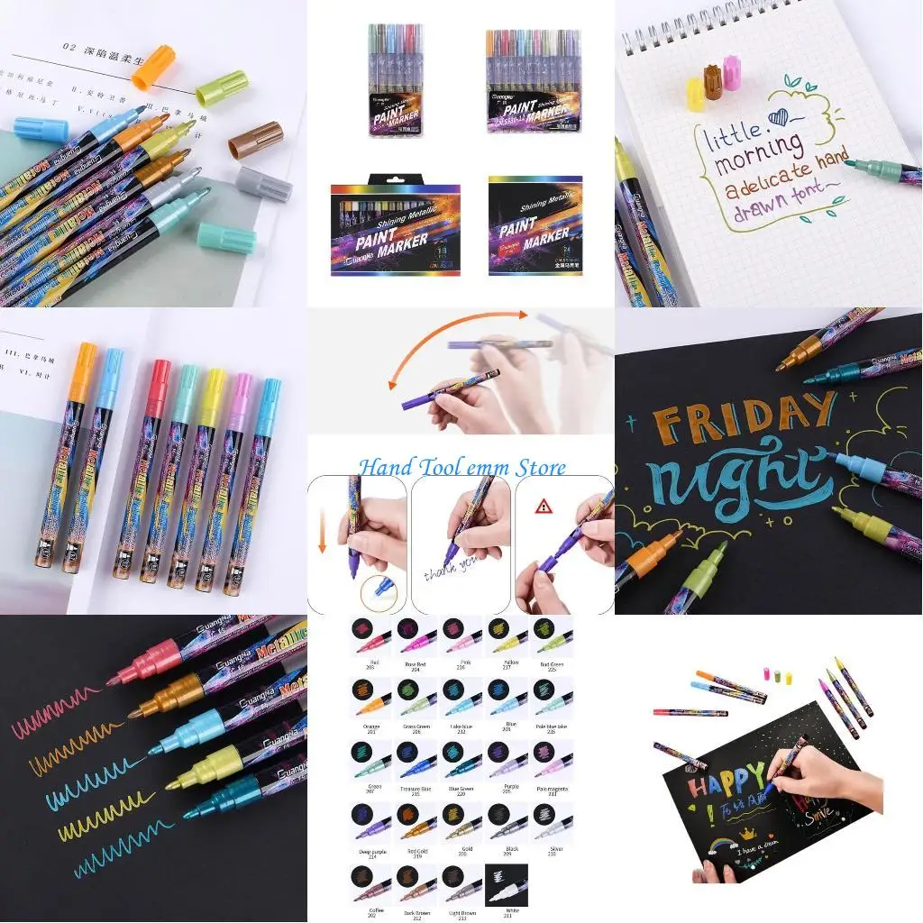 

H37F Paint Pens Metallic Color Paint Markers for DIY Craft Projects- Hand Account