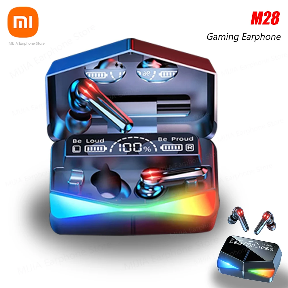 

XIAOMI M28 New Gaming Headset Wireless Bluetooth Touch Control Headphone TWS LED Digital Display Earbud For Android iOS With Mic