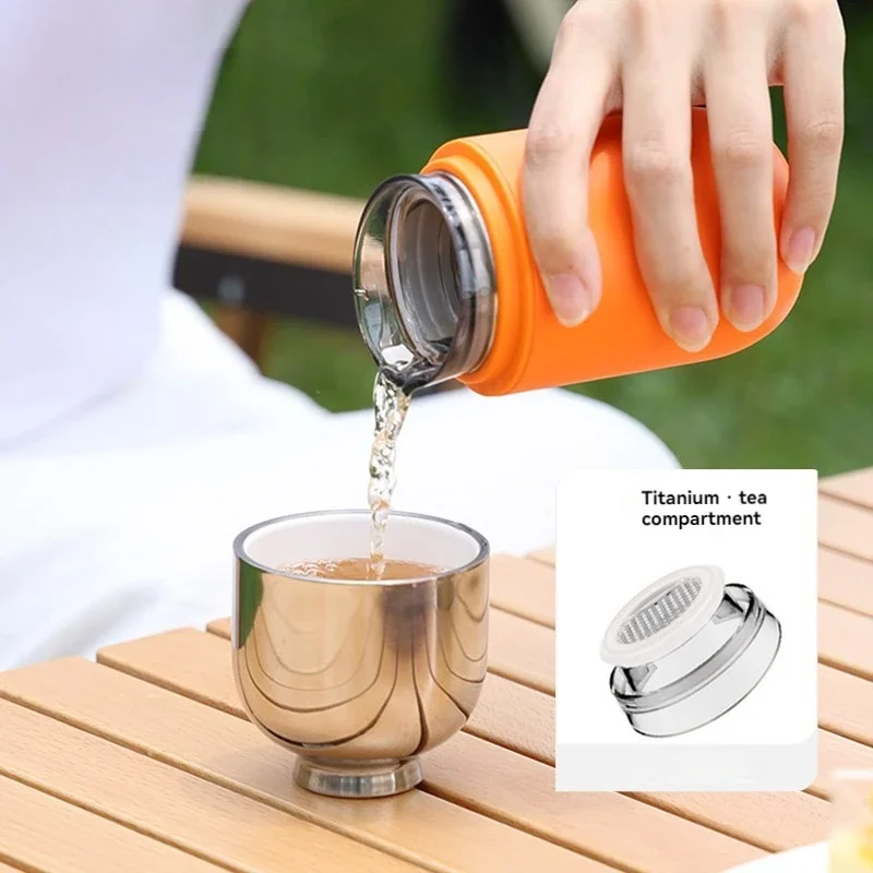 200ml Collapsible Travel Tea Maker with Magnetic Closure and Separate Infusion Chamber Titanium Camping Tea Pot