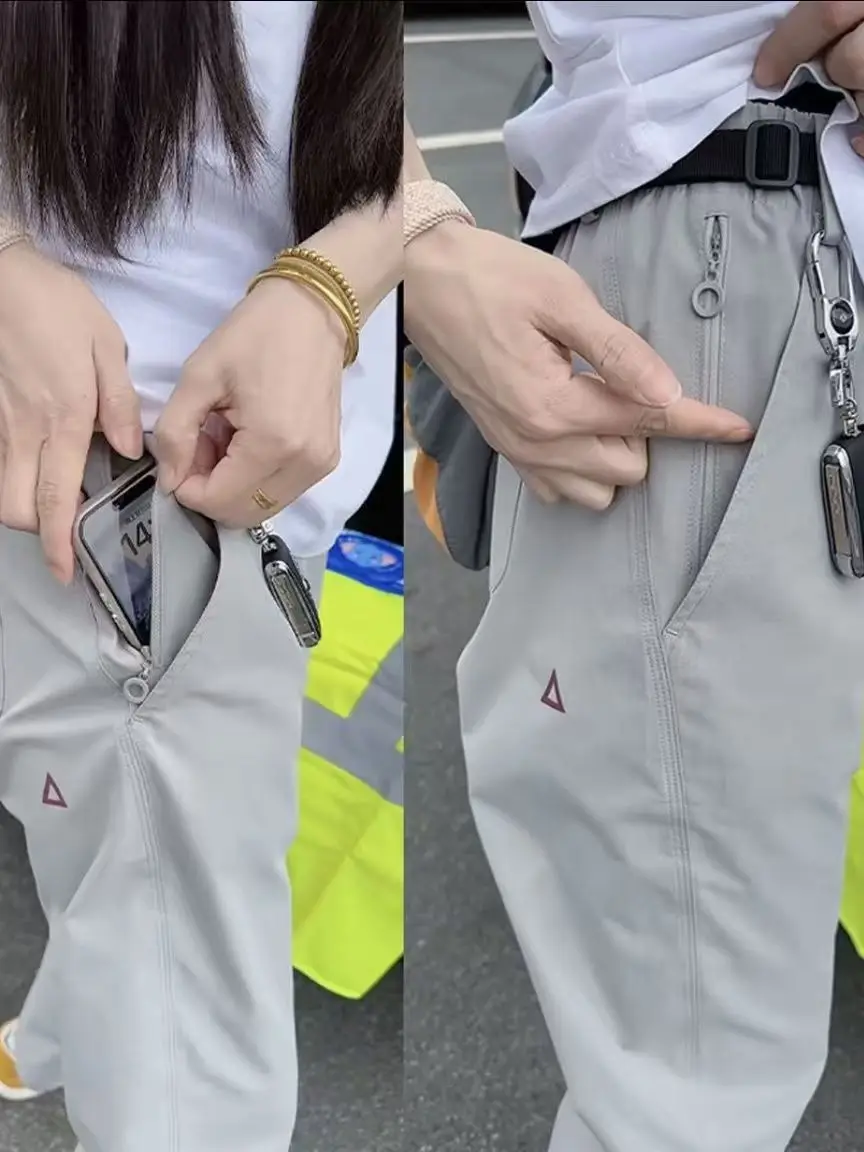 

American Sle Casual Work Pants Loose Outdoor Wearable Trousers with Zipper ket Durable Polyester Fiber for Daily Use