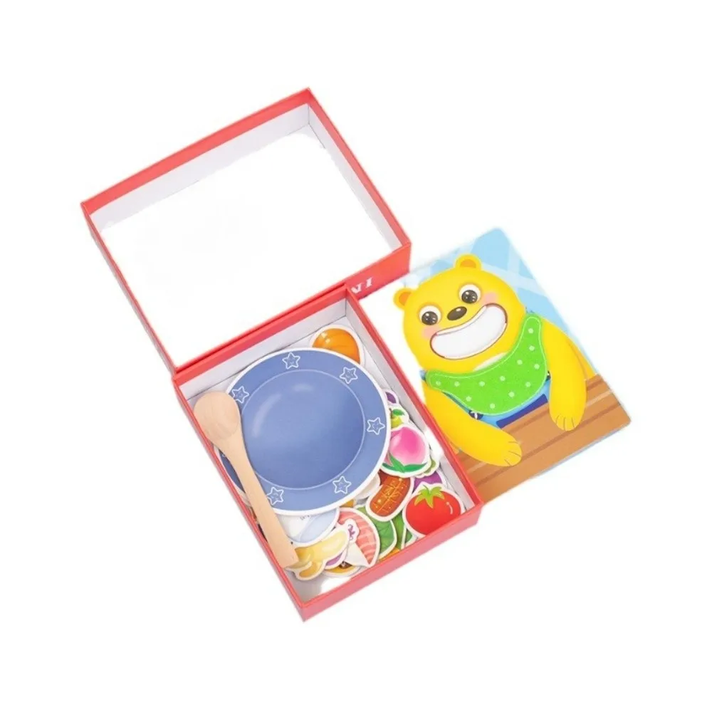 Teddy Bear Design Feeding Game Feeding Simulation Spoon Included Fine Action Training Toy Educational Features Fine Motor Skills