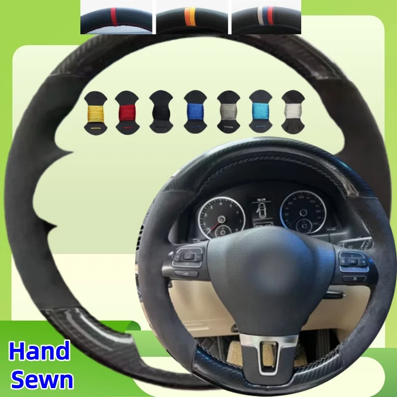 

Customized Hand Sewn Carbon Fiber Suede Steering Wheel Cover For Volkswagen VW Gol Tiguan Passat B7 Passat CC Touran Jetta Mk6