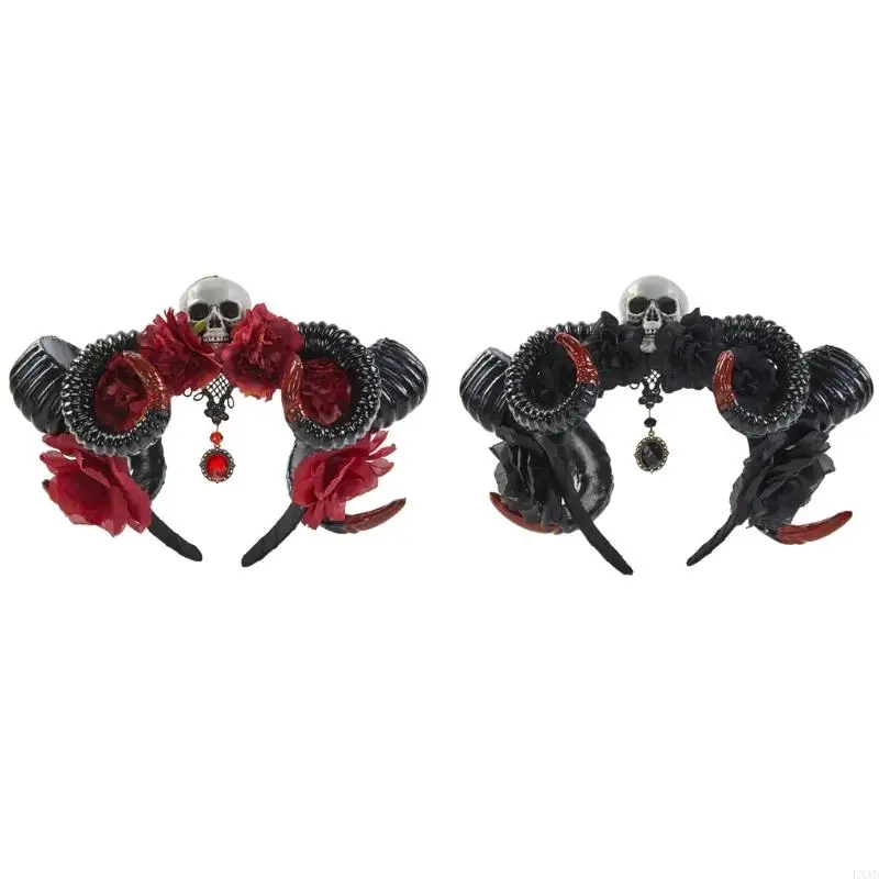 

Skull Headband Sheep Horn Headband Halloween Horn Devil Horns Headband