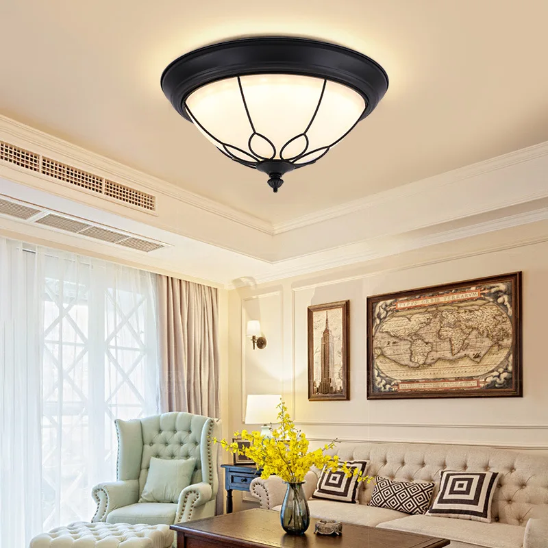 

Balcony Entrance LED Ceiling Light Iron Art Retro Bedroom Light American Minimalist Circular Room Light Corridor Corridor Lamp