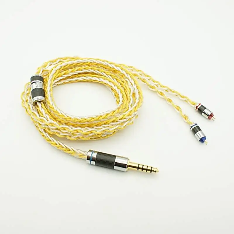 PENON GS849 8 Shares Gold & Silver Mixed Braided MMCX/2Pin 0.78mm HiFi Audiophile Earphone Replacement Cable IEM Upgrade Cable