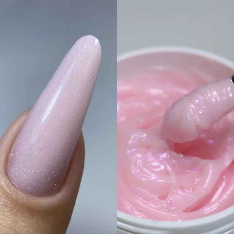 MSHARE Glitter Shimmer Gel Nail Construction Tpo Free Builder Nails Gel For Nail Extension Creamy High Thixotropy Apex Building