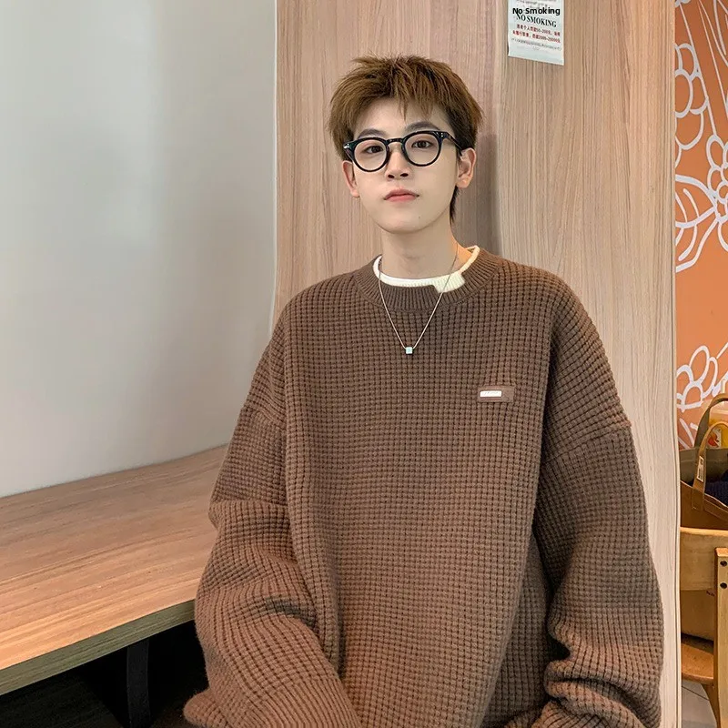 

Высококачественный круглый вязаный свитер Ne из двух предметов, повседневная зимняя мужская модная универсальная теплая цветная молодежная одежда