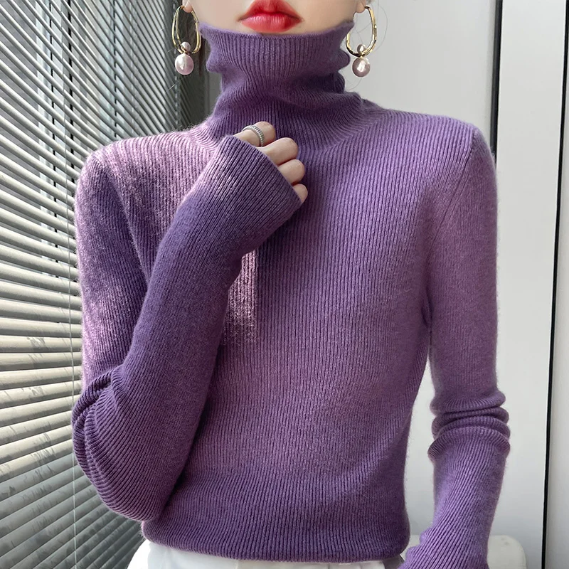 2022 Autumn Winter Cashmere Sweater Women\'s Pullover Turtleneck Casual Fashion Pure Color Cashmere sweater women