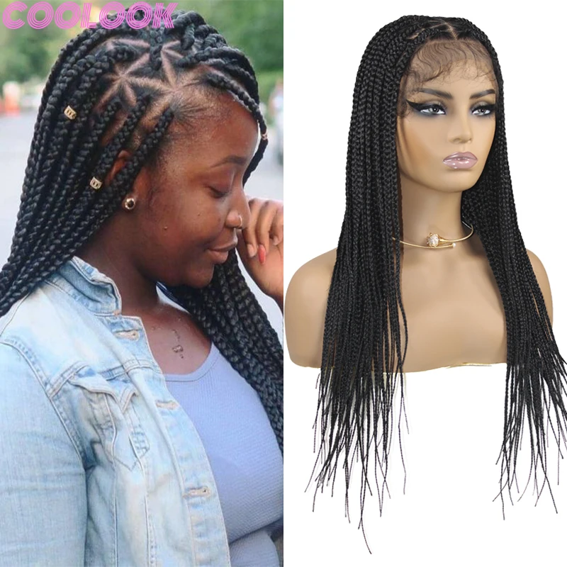 

Synthetic Triangle Braided Full Lace Wigs 26'' Distressed Cornrow Braid Wigs for Black Women Transparent Lace Frontal Braids Wig