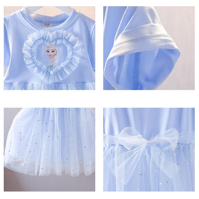 Girls Clothes New Summer Frozen Elsa Princess Dresses Flying Sleeve Kids Dress Party Baby Dresses for Children Clothing 3-8Y