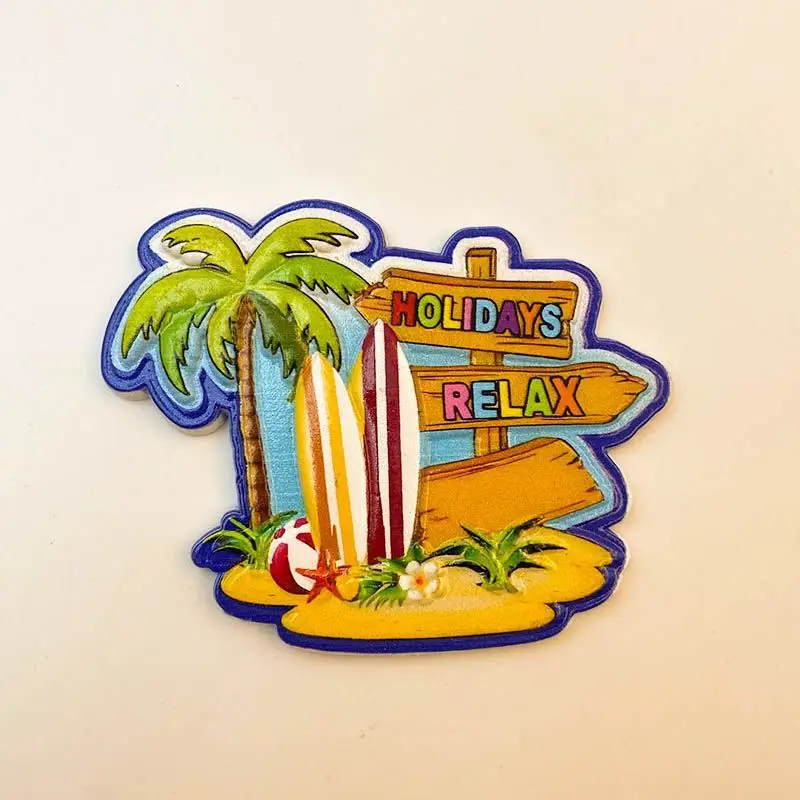 Bali Island Travel Souvenir Hawaii Refrigerator Magnet Seaside Vacation Style Decoration Resin 3D Magnetic
