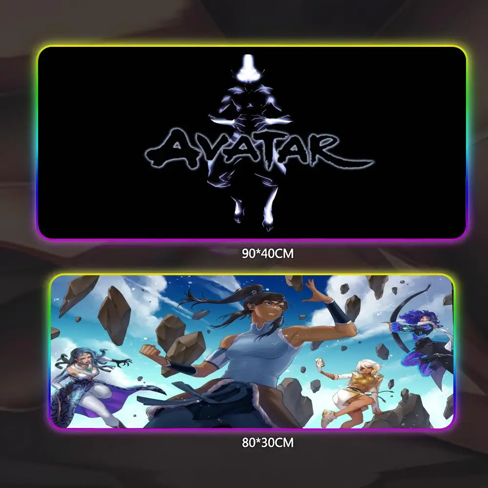 

Коврик для мыши Avatar The Last Airbender, геймерский люминесцентный светодиодный коврик для мыши, игровой стол, RGB настольный коврик, клавиатура, коврик для мыши для ПК