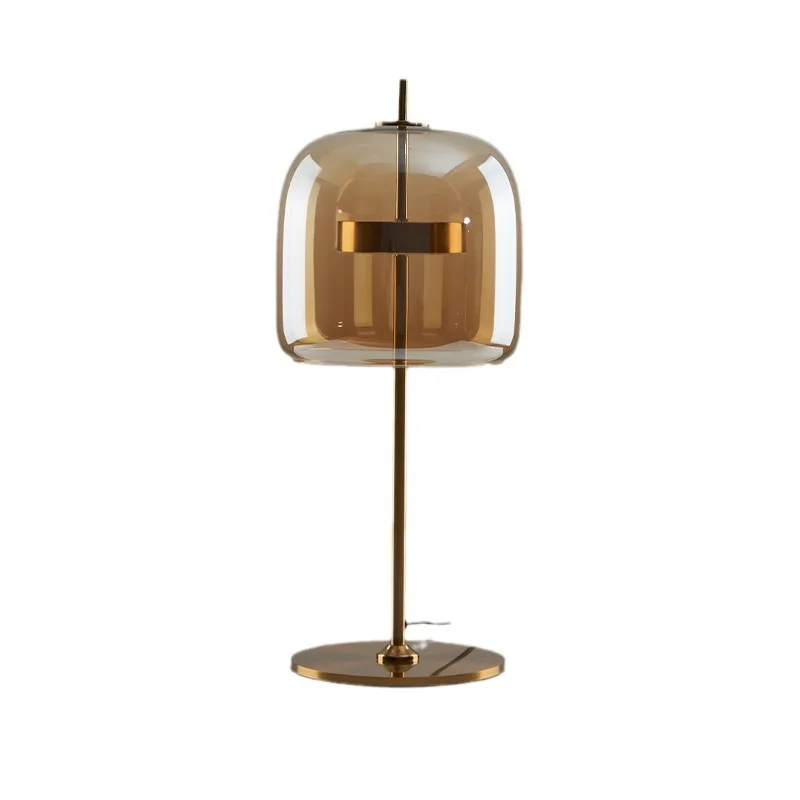 

Modern Luxury Hotel Lobby Living Room Bedroom Bed Decorative Mirror Gold Grey Glass Shade Light Emitting Diode Desk Lamp