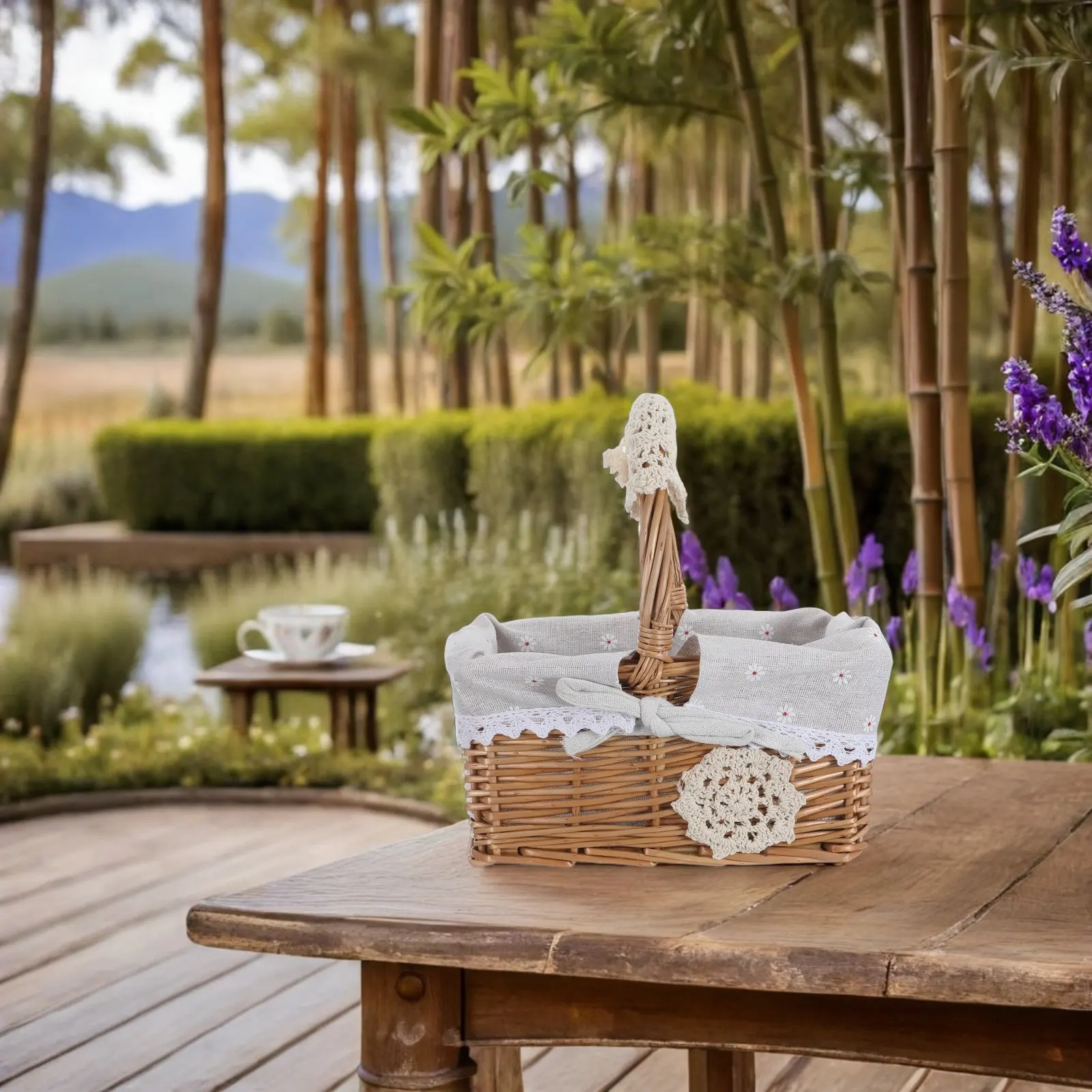 Portable Rectangular Willow Basket for Vegetable Storage & Space Saving – Handwoven Fall Decor
