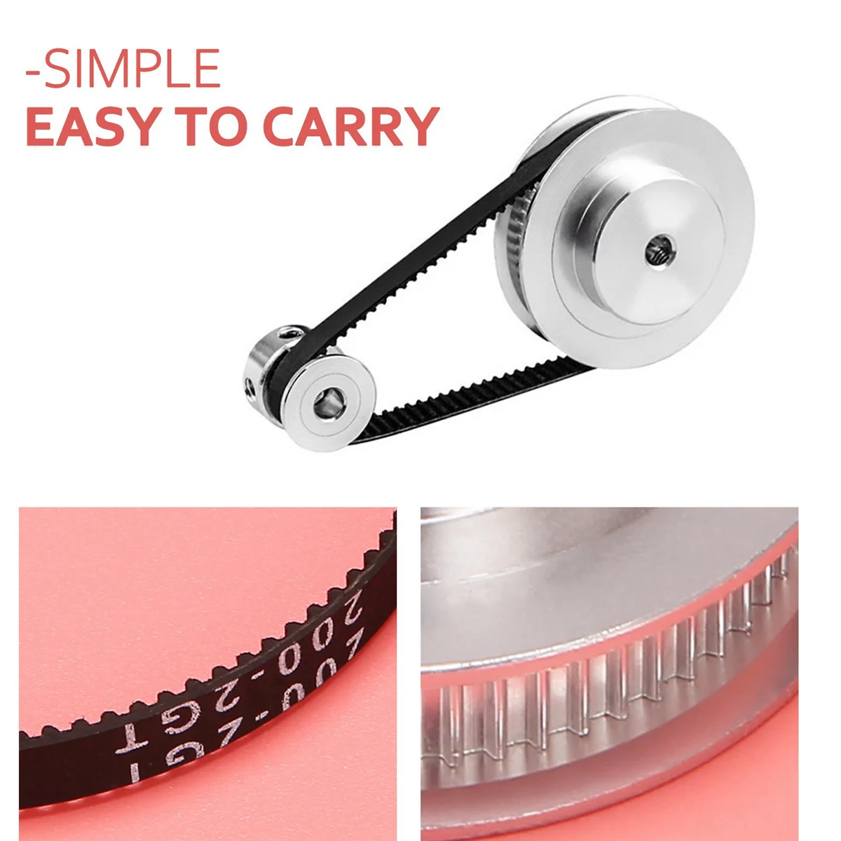 AT77 2Gt عجلة متزامنة 1:3 تخفيض بكرة نقل بكرة نموذج حزام ميكانيكي للطابعة ثلاثية الأبعاد - 200X8X8Mm