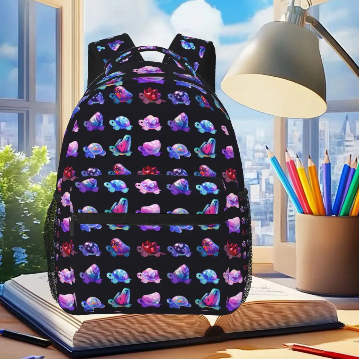 

Jewel Turtle Student Backpack School Bag Hiking Travel Daypack for Boys Girls Fashion Bookbag Shoulder Bags