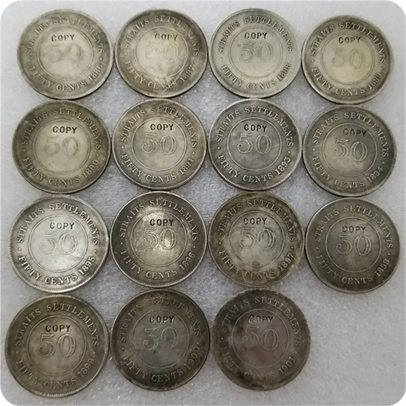 1886-1901 Straits Settlements Queen Victoria 50 Cent COPY COINS Challenge Pocket Coins Christmas Gifts