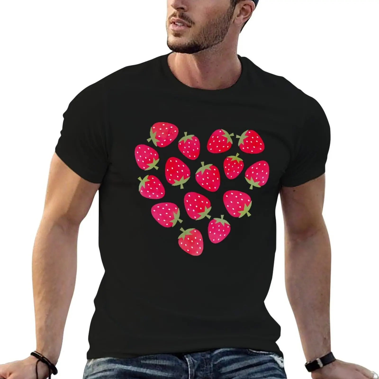 Strawberries and Chocolate T-Shirt t shirts for man graphic vintage t shirt personalised man t shirt heavy cotton T-shirt