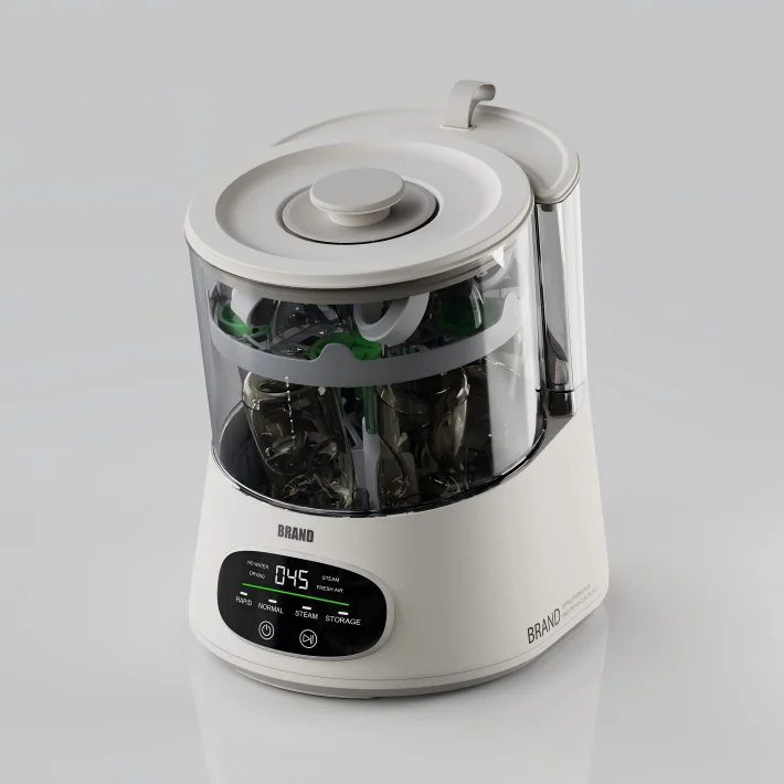 Eco Friendly 6 Sets Feeding Bottle Steam Sterilizer All In One Automatic Deep Cleaning Baby Bottle Washer for Household Pro