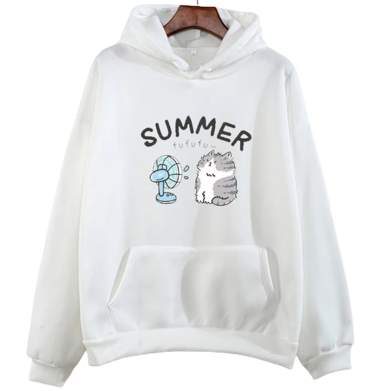 لطيف القط الحيوانات الأليفة الجرافيك أغطية رأس مطبوعة Harajuku البلوز قمم الخريف الشتاء عارضة طويلة الأكمام الشارع الشهير البلوز الملابس