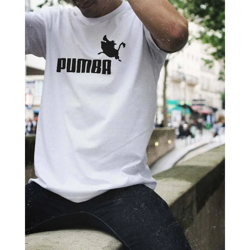 Camiseta con estampado de Pumba para hombre, camisetas gráficas divertidas de gran tamaño 100% algodón para hombre, camisetas de verano