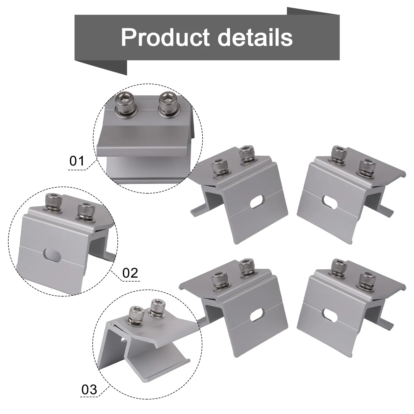 14Pcs Roof Standing Seam Clamps Aluminium Alloy with Stainless Steel Screws for Solar Panel Mounting on Folded Metal Roofs