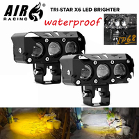 3 Lens Motorcycle LED Spotlight Dual Color Hi/Low Beam Fog Lamps for Car Trucks SUV UTV 12V 24VMini Lens Headlight Driving Light