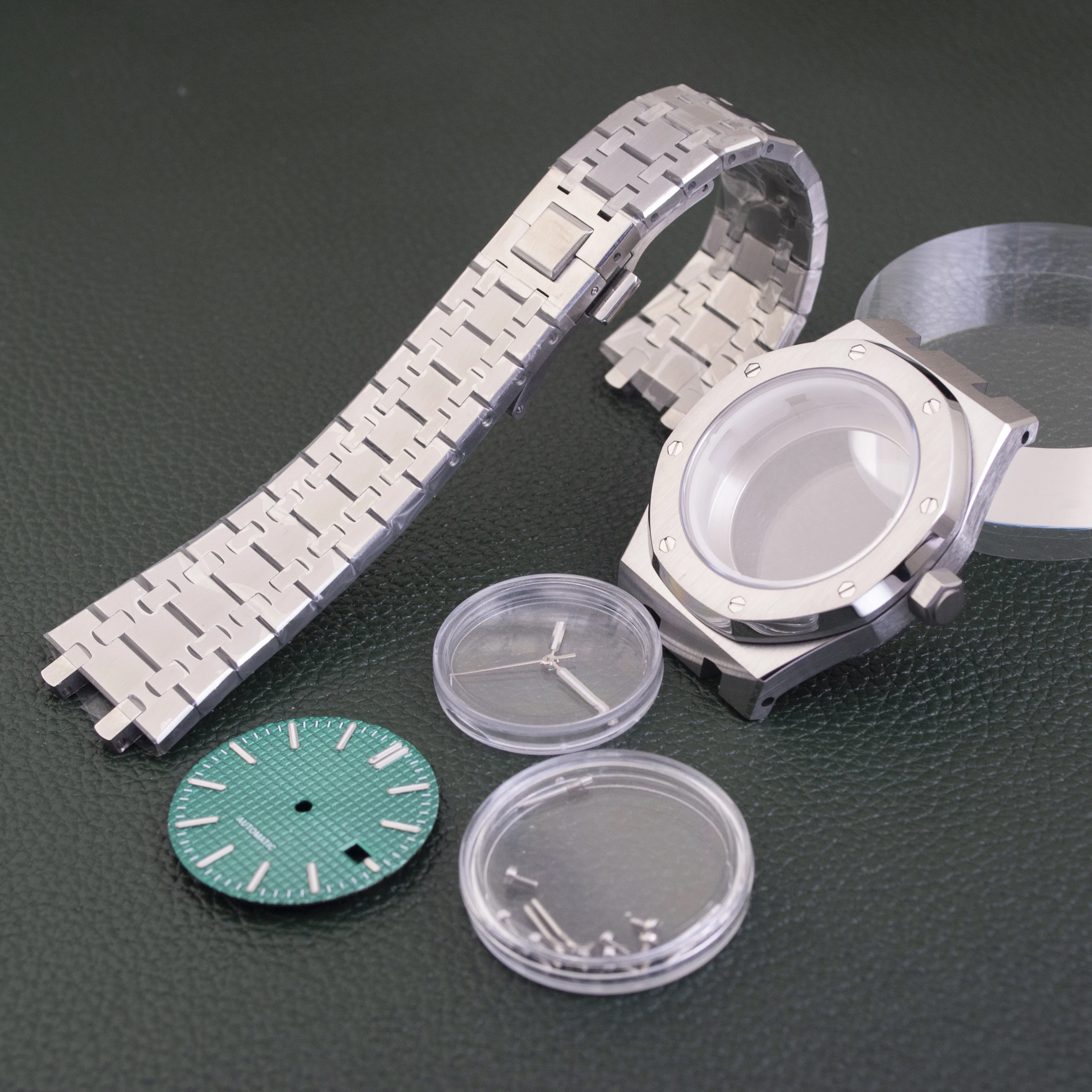 

41mm NH35 Case Strap 31.8mm Dial Hands for Royal Oak NH35 NH36 movement Stainless Steel Bracelet Sapphire Glass Octagonal Case