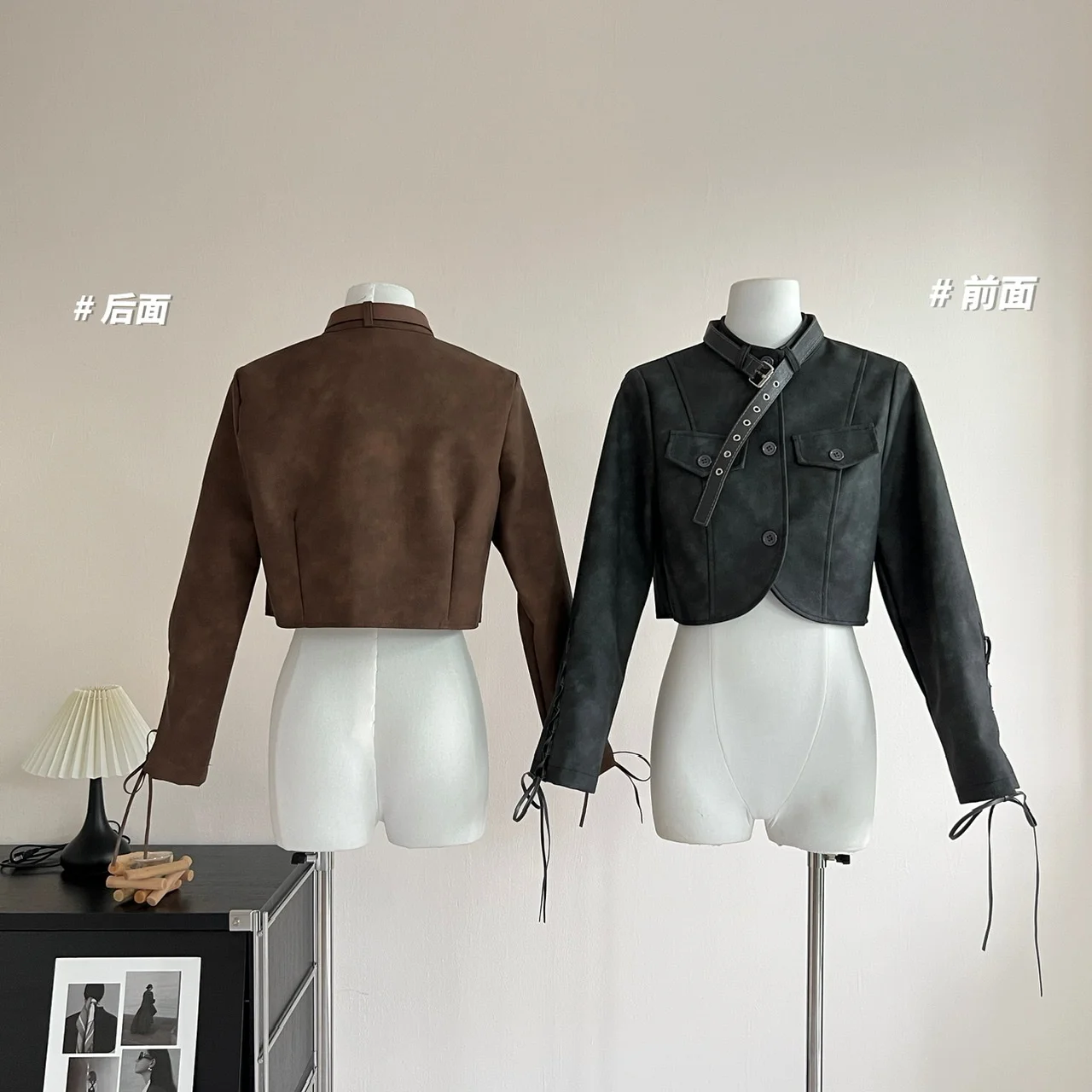 Y2K Vintage Biker Stree Leather Coat Strappy Sleeve Design High Street Sexy Baggy Single Breasted New Design Leather Coats