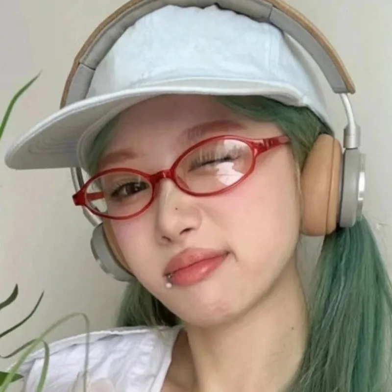 New Ultra Light Retro Glasses Jelly Color Makeup Artifact Anti Blue Light Eyeframe Spicy Girl Elliptical Flat Mirror