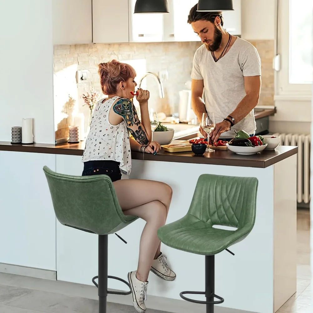 調節可能なバースツール 2 脚、カウンター高さ、オープンバック、フェイクレザー、モダンなデザイン