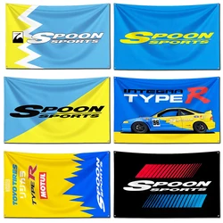 3x5 Ft Spoons Sports JDM Racing Car Flag Polyester Digital Banner for Garage Wall Art Out Door Decoration With Brass Grommets