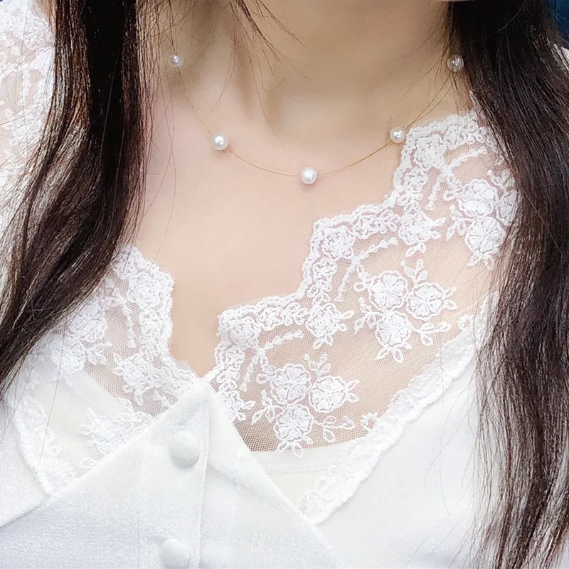 Gypsophila Set Natural Freshwater Pearl Necklace Bracelet Women 6-8mm Fresh and Unique Design Essential for Fairies