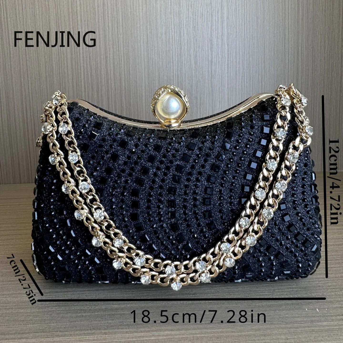 Gold Evening Bags for Women 2024 New Fashion Diamonds Purse Rhinestone Chain Handbags Chain Sling Shoulder Bags Luxury Clutch