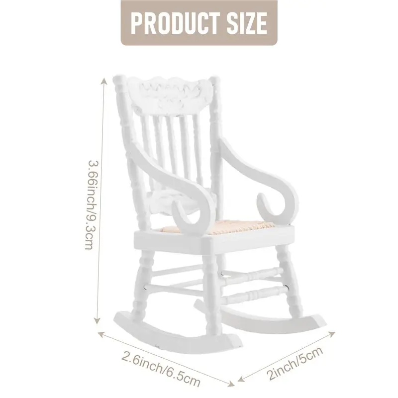 WOWFU-2 piezas 1:12 muebles en miniatura sillas mecedoras de madera accesorios para decoración de la casa