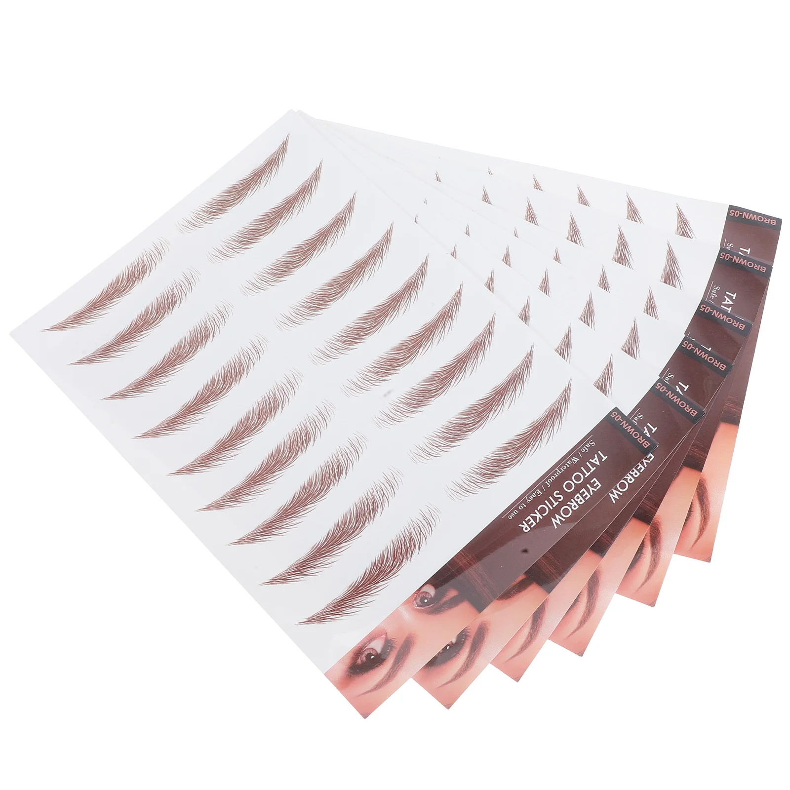

6 Sheets 3D Brown Waterproof Eyebrow Stickers Natural Realistic Temporary Water Transfer Eye Brow Decals for Women